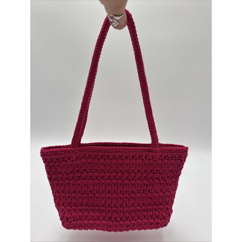 Vintage The Sak Mini Shoulder Bag Crochet Bright Pink Fuschia Y2K Boho 90's 2000